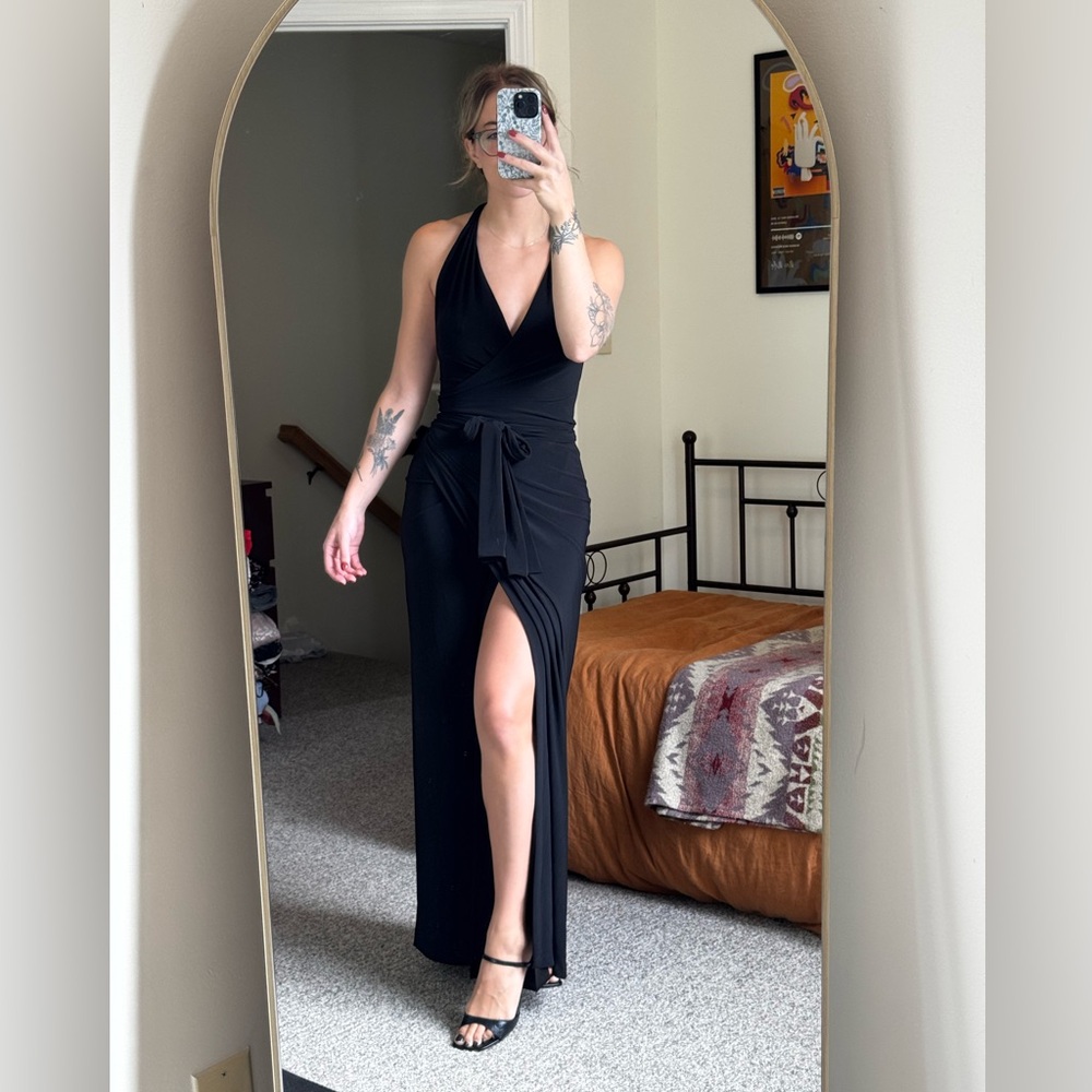 Norma Kamali Women's Halter Wrap Straight Gown